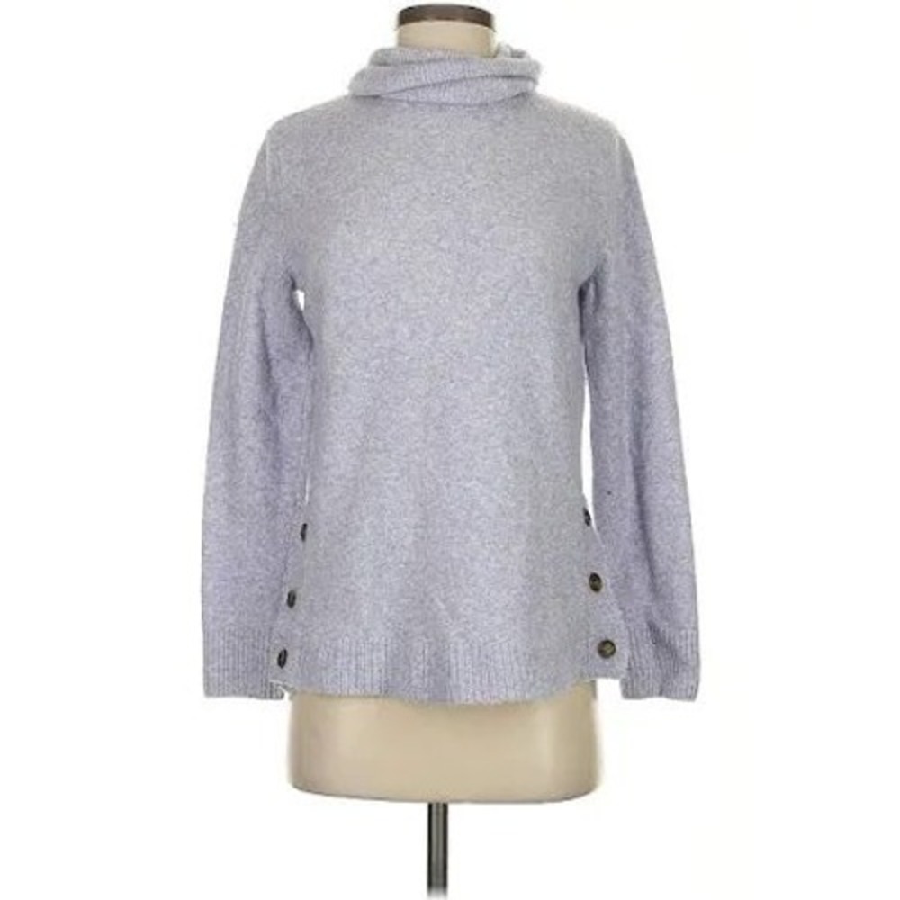 J.Crew Lavender Turtleneck Sweater Button Side Wool Blend Size‎ Medium